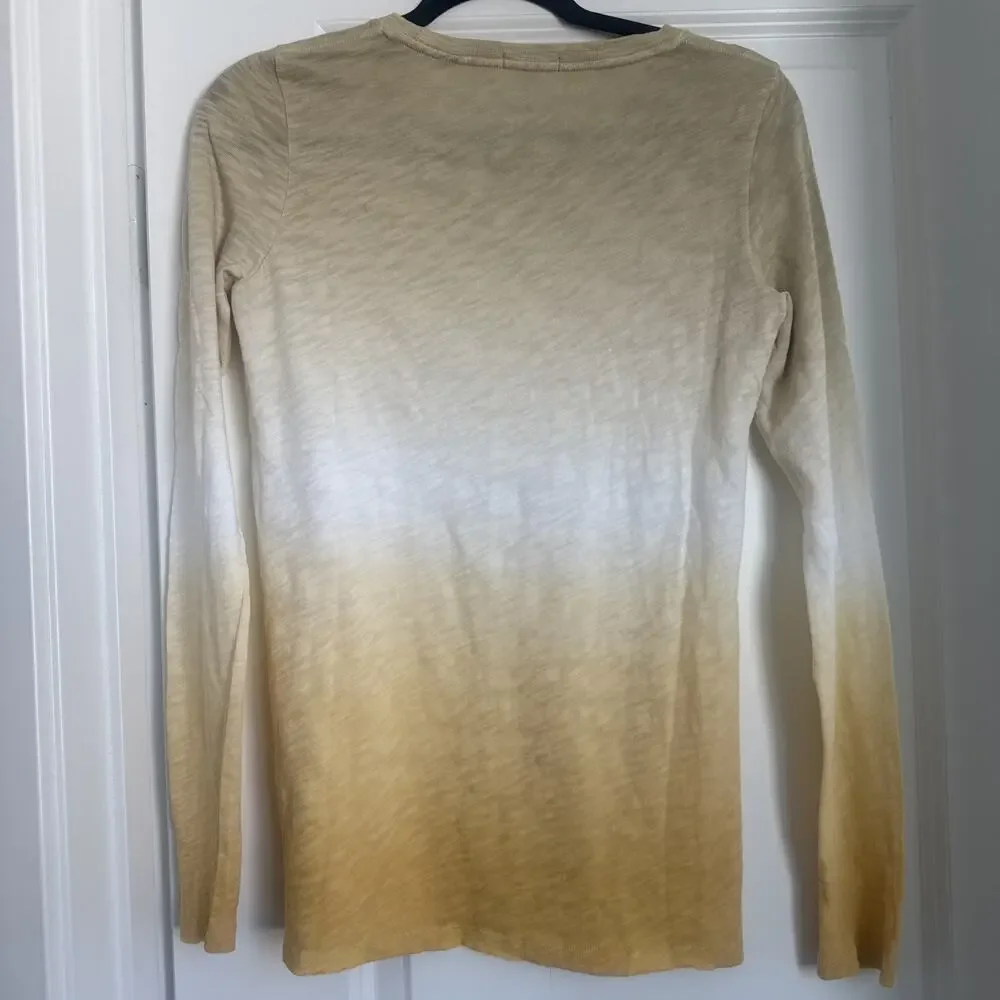 ATM Anthony Thomas Melillo Top Women’s Ombré Gradient Yellow Slub Long Sleeve S